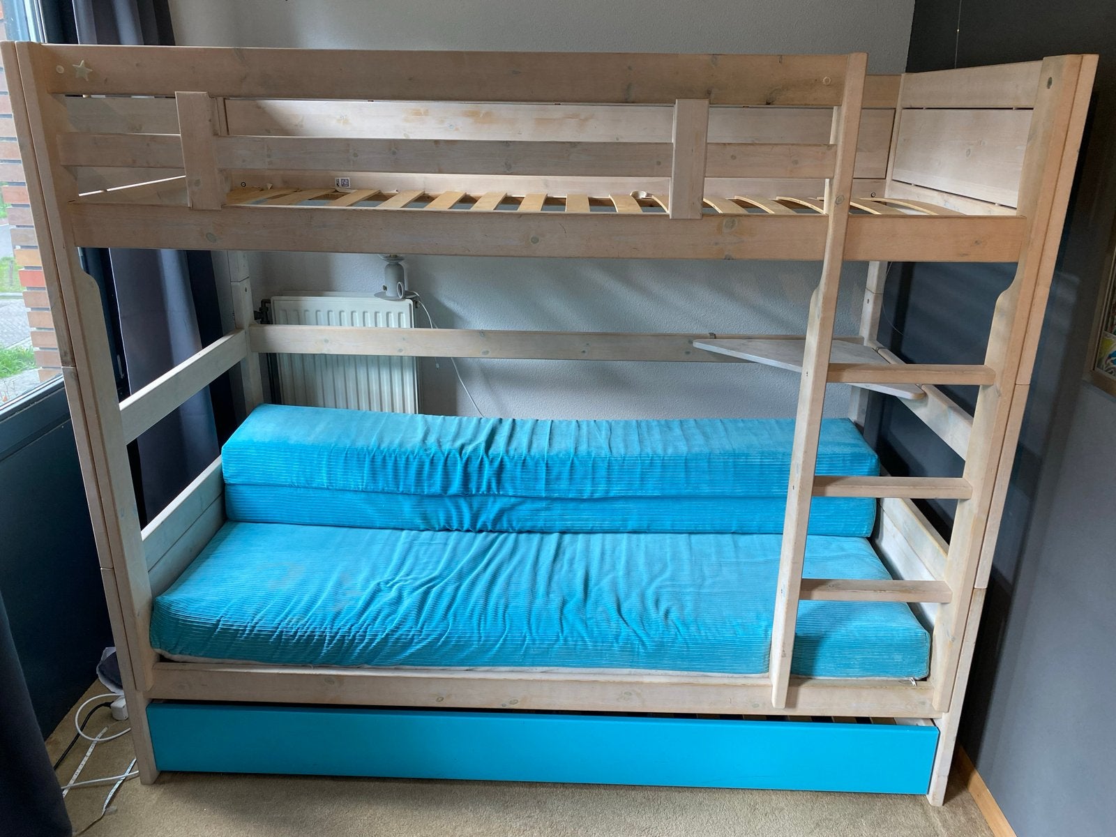 LIFETIME stapelbed lxbxh 206x102x177 uitschuif 3e bed + bank, Ophalen, Gebruikt, 90 cm, 160 tot 180 cm