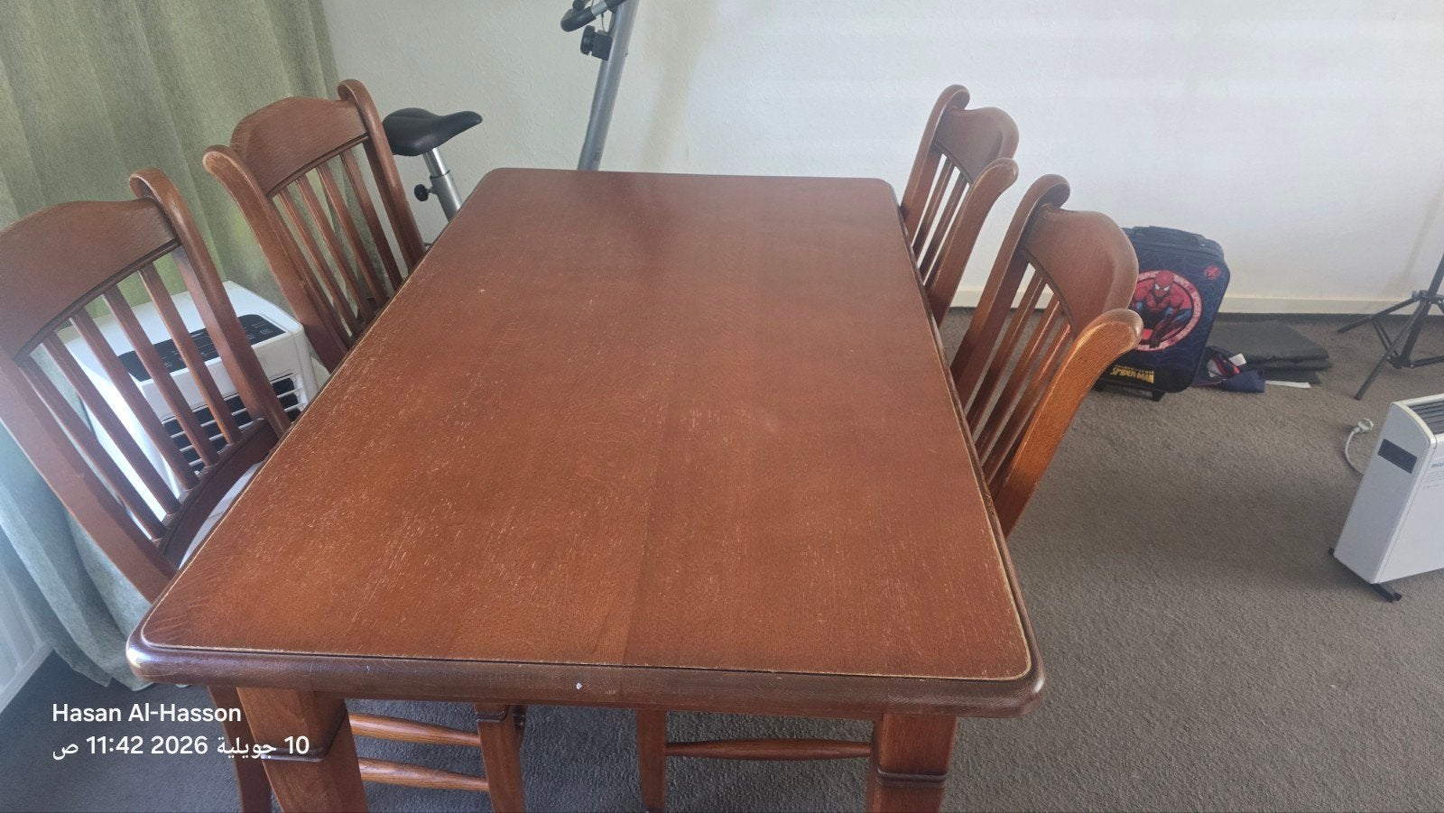 Houten eettafel met 4 stoelen, Huis en Inrichting, Gebruikt, 100 tot 150 cm, Klassiek, Vier personen