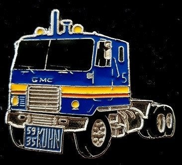 G.M.C. truck pin-blauw geel, Verzenden, Nieuw, Transport, Speldje of Pin