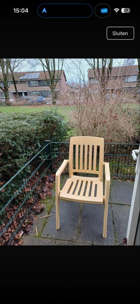 Kunststof2 tuinstoel - Beige, Ophalen of Verzenden, Gebruikt, Kunststof