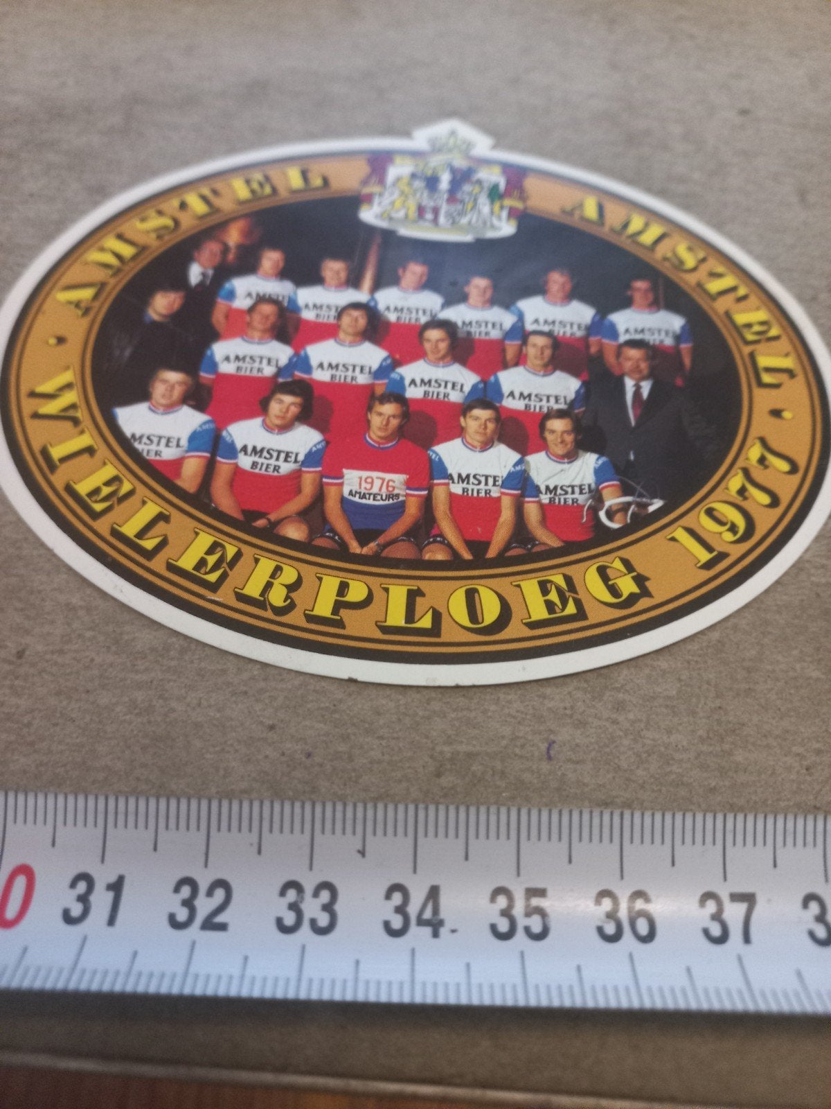 Vintage Amstel Wielerploeg 1977 Sticker, Ophalen of Verzenden