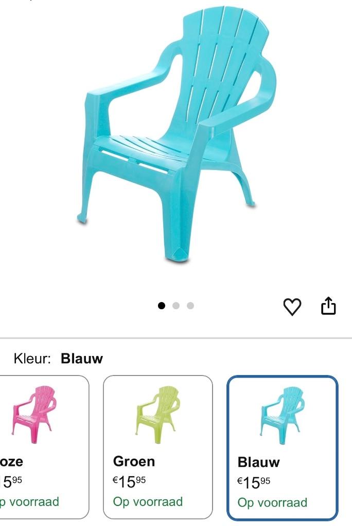Kinder tuinstoel €3,00, Tuin en Terras, Tuinstoelen, Ophalen, Gebruikt, Kunststof, Stapelbaar