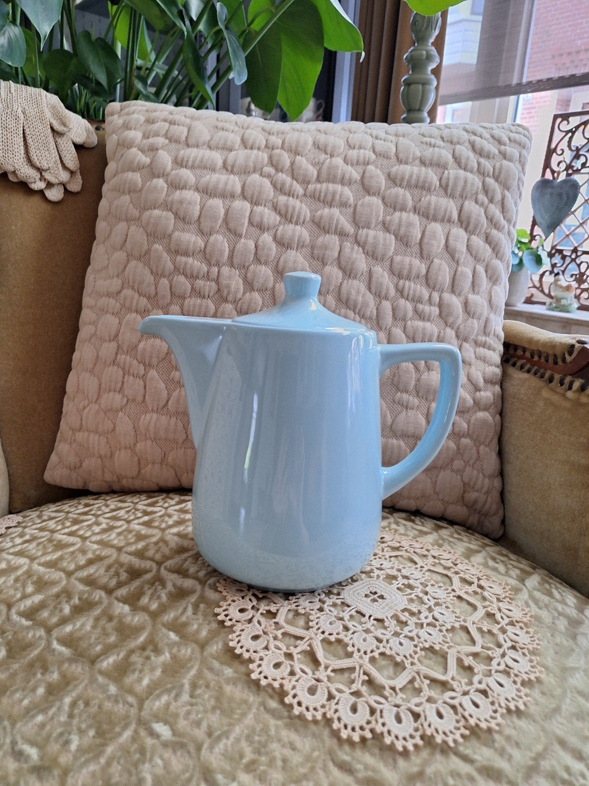 Brocante Pastel Blauwe Koffiepot House Doctor ** Mimosa **, Overige typen, Ophalen of Verzenden, Zo goed als nieuw, Overige stijlen