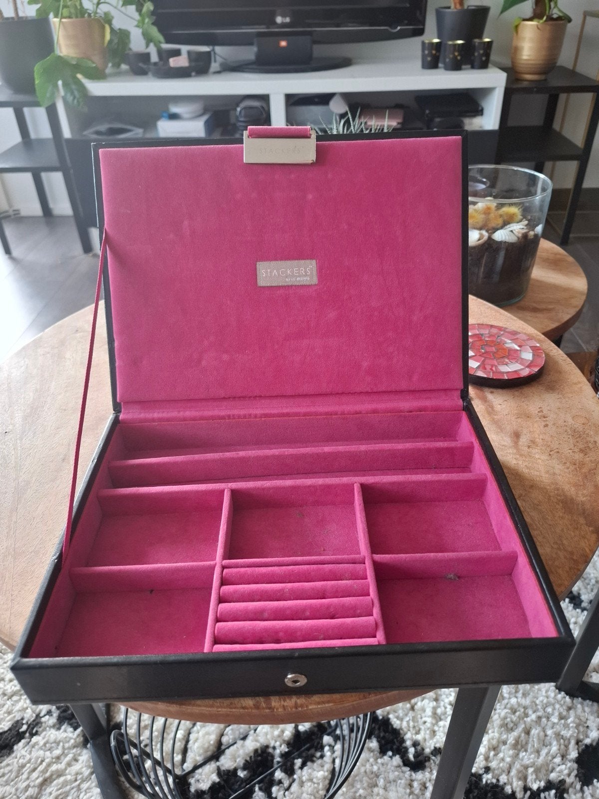 Stackers sieradendoos zwart/roze, Ophalen, Gebruikt, Zwart, Hardcase