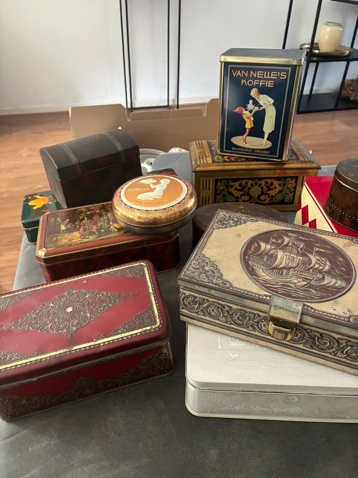 Partij vintage blikken, koffie-, koek- en snoepblikken”, Ophalen, Gebruikt, Overige