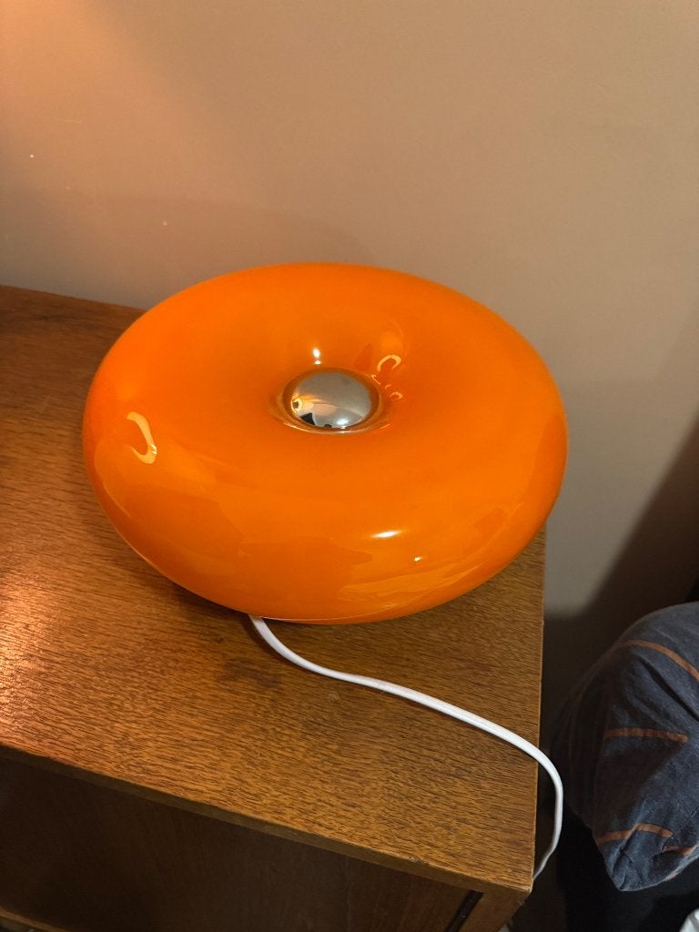 Oranje donut lamp met touch bediening, Oranje, Ophalen of Verzenden, Glas, Touch bediening