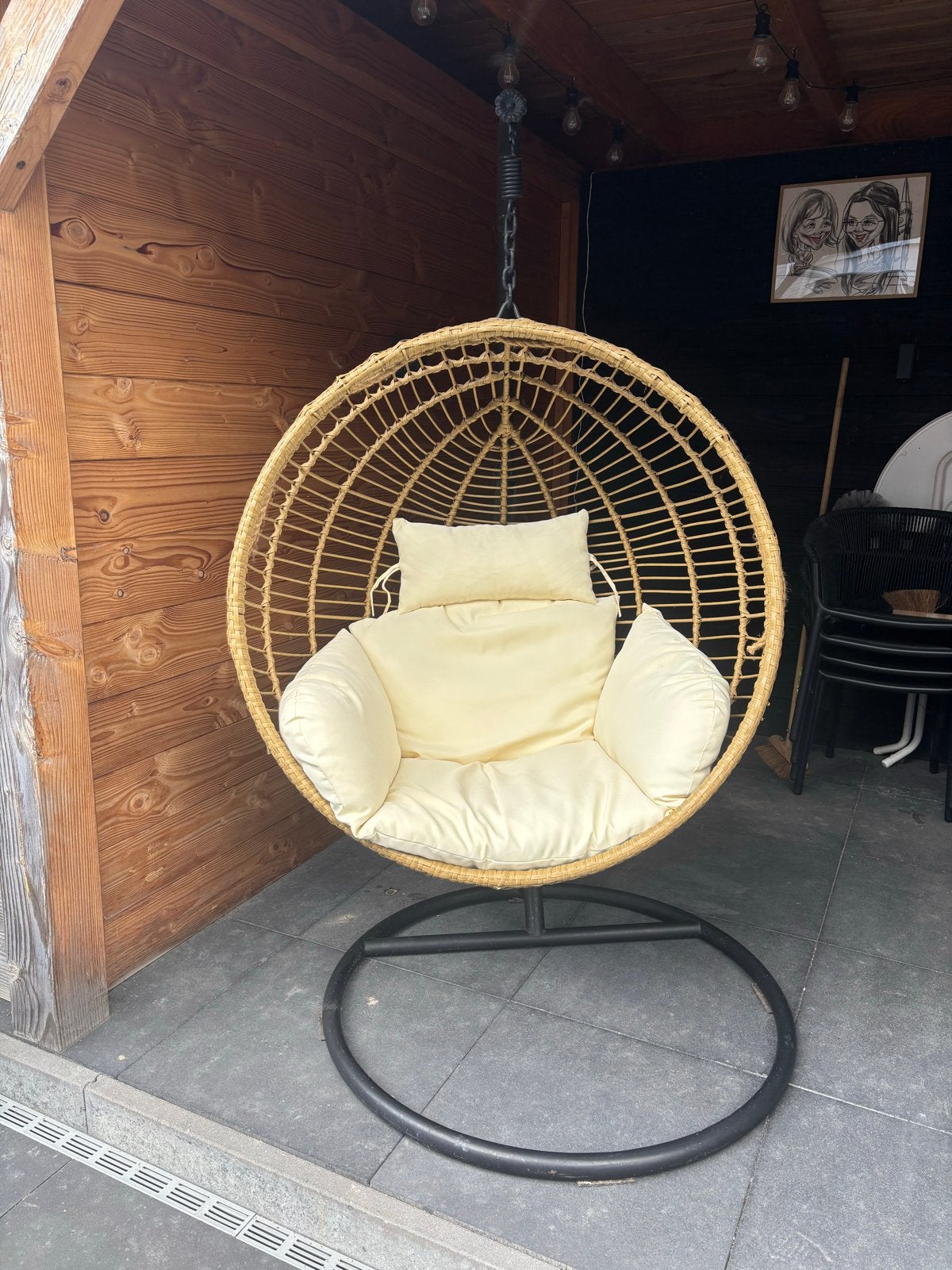 hangstoel met standaard en kussen, Ophalen, Gebruikt, Wicker