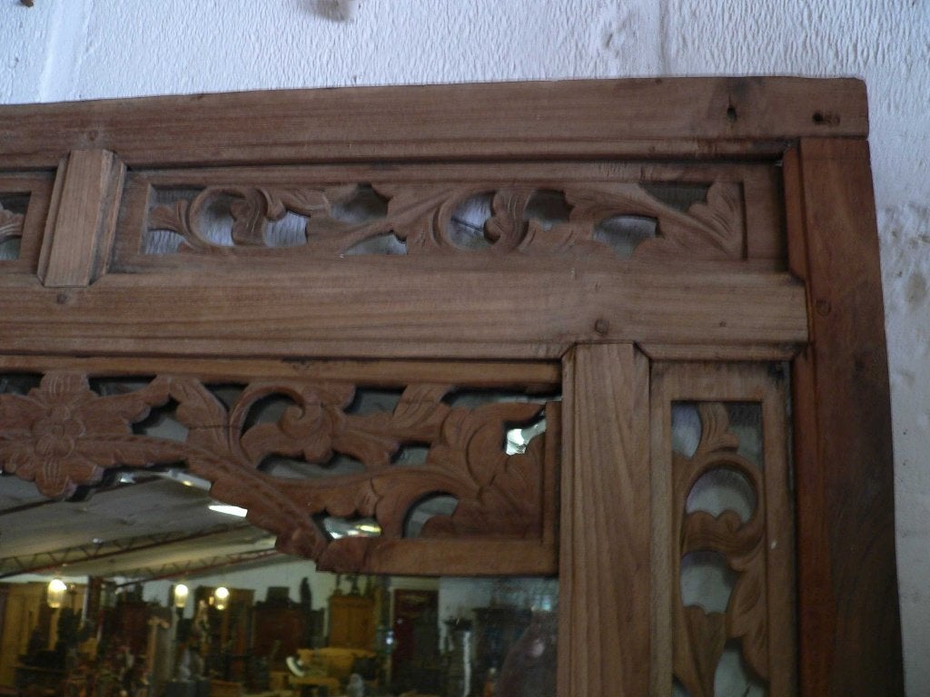 Spiegel JS7 uit Indonesie Indie Java houtsnijwerk kunst bali, Ophalen of Verzenden