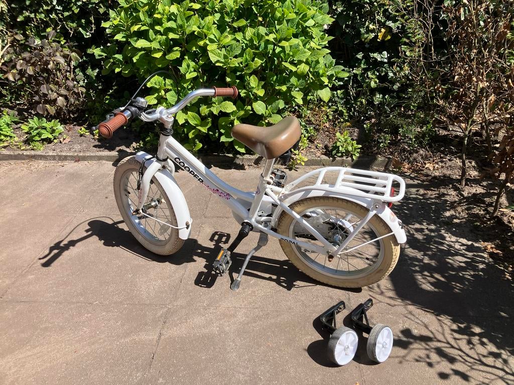 Cooper Popal 16 inch kinderfiets met zijwieltjes, Ophalen, Terugtraprem, Zijwieltjes, 16 tot 20 inch