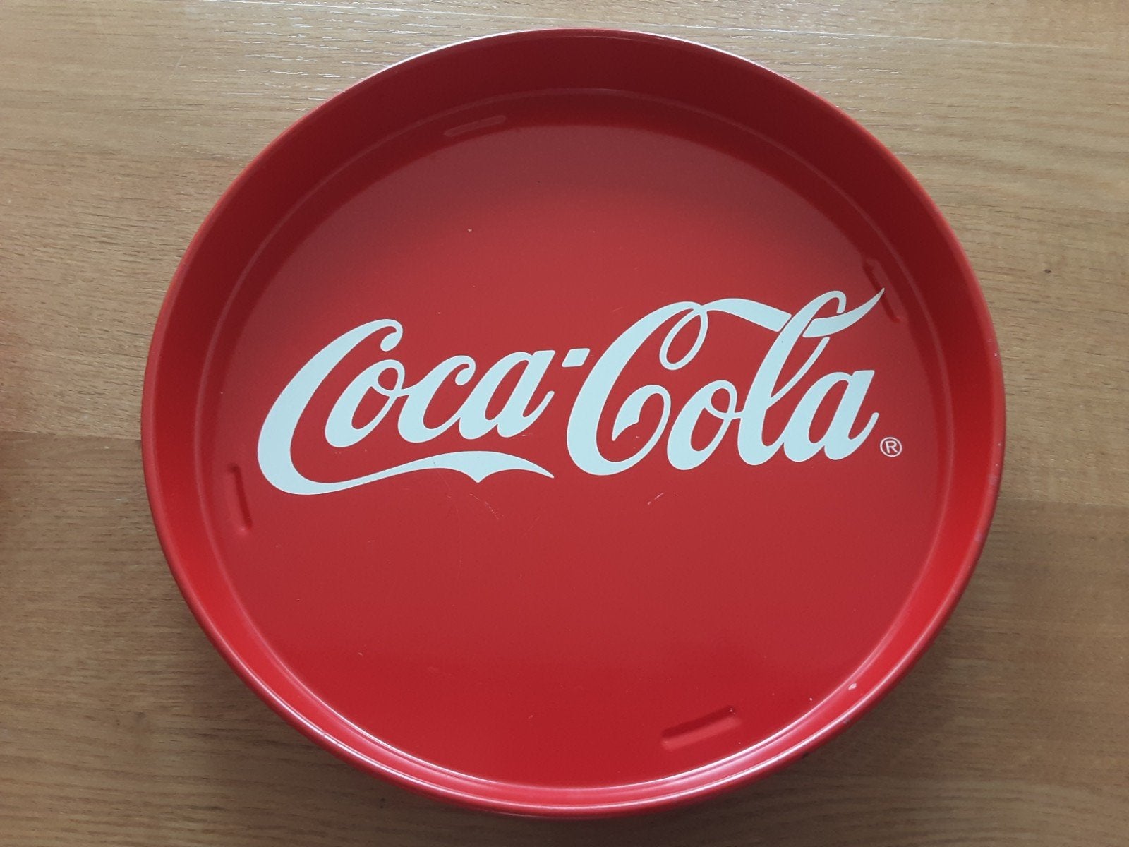Coca-Cola Dienblad - Rond Metaal met Logo, Gebruikt, Met opstaande rand, Rond, Ophalen of Verzenden