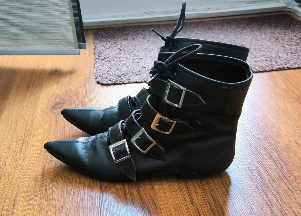 Gothpikes - Winklepickers - Pikes - Maat 38 - Goth - Gothic, Zwart, Lage of Enkellaarzen, Ophalen of Verzenden, Gedragen