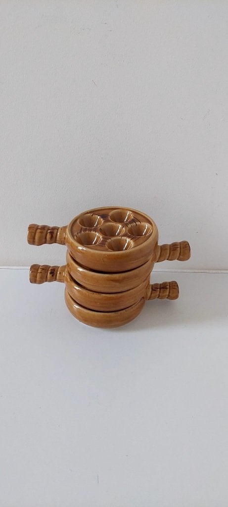 4 Vintage escargot slakkenschotels keramiek slakken pan, Huis en Inrichting, Eu, Eu, Keramiek, Overige typen