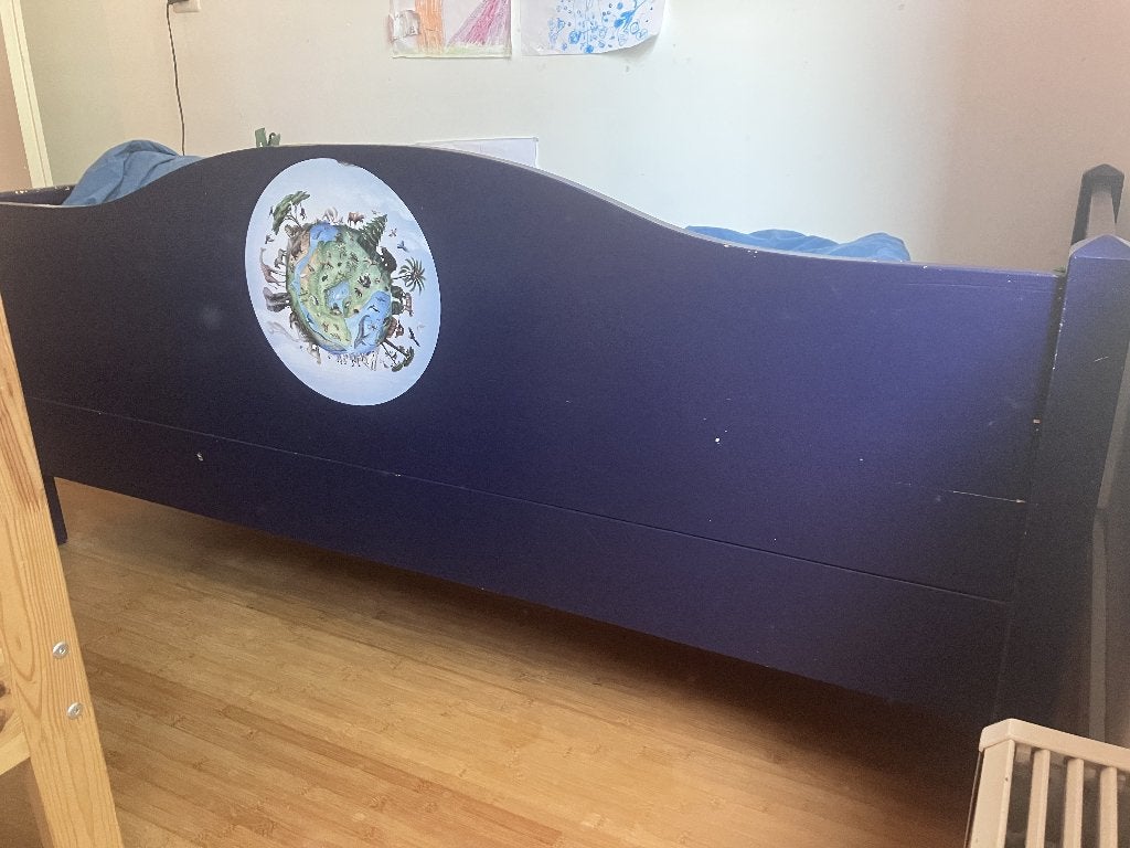 Gratis peuterbed, blauw, Gebruikt, 70 tot 85 cm, 160 tot 180 cm, Ophalen
