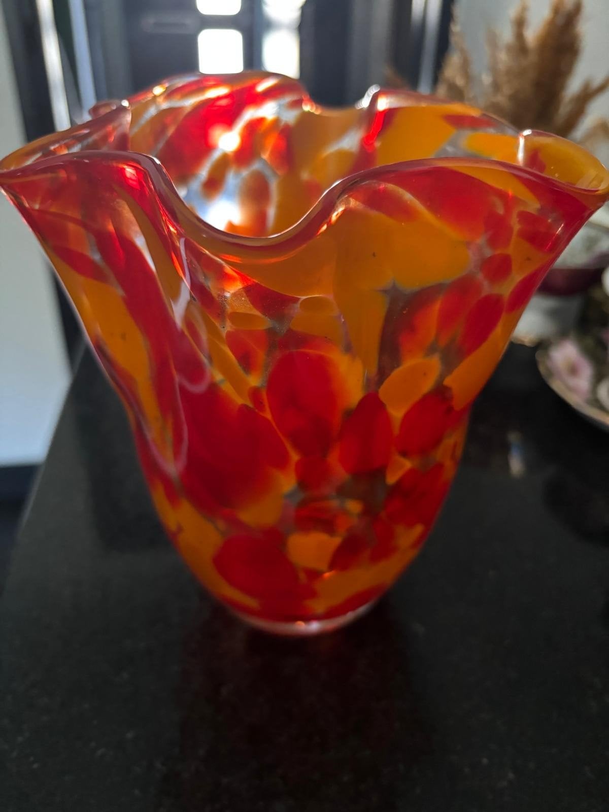 Mondgeblazen glazen vaas - Rood/Oranje, Ophalen