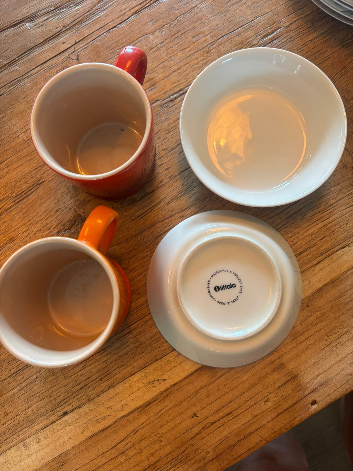 Theekoppen Creuset en Iitala Teema schaaltjes, Huis en Inrichting, Ophalen, Glas, Overige stijlen, Schaal of Schalen