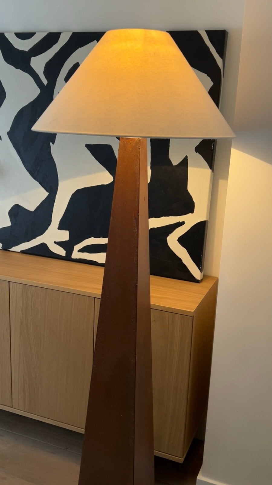 Vintage vloerlamp Obelisk Van de Heg, Ophalen, Gebruikt, E27 (groot), Metaal