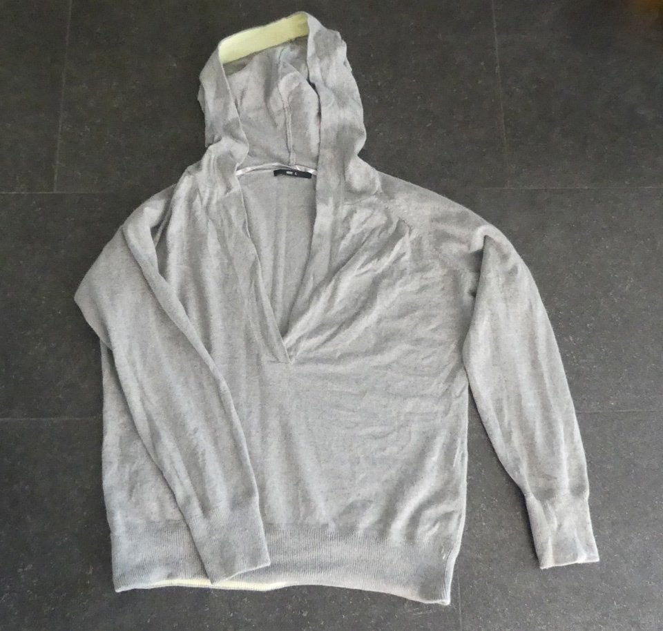 Hema trui v-hals damestrui grijs angoramix maat L 40 /42, Maat 38/40 (M), Ophalen of Verzenden, Grijs, Gedragen