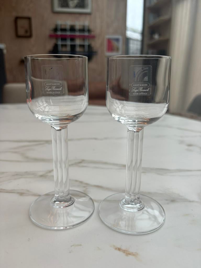2x kristallen borrelglaasjes van Luigi Bormioli, Ophalen of Verzenden