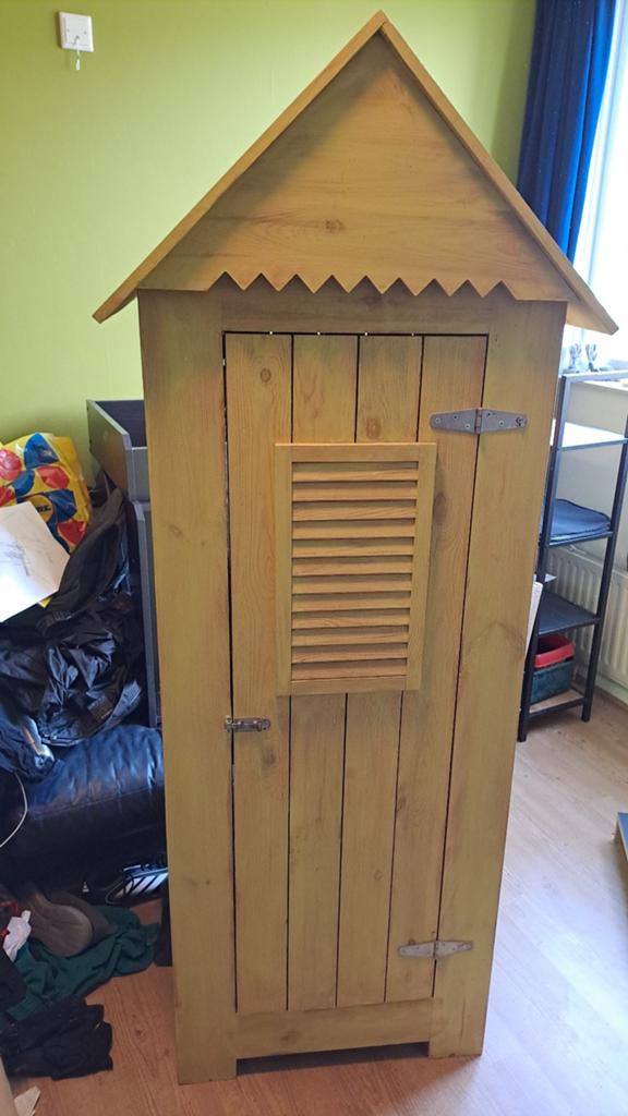 Stoere, groen gebeitste kledingkast, Ophalen, 50 tot 70 cm, 105 cm of meer, 100 cm of meer