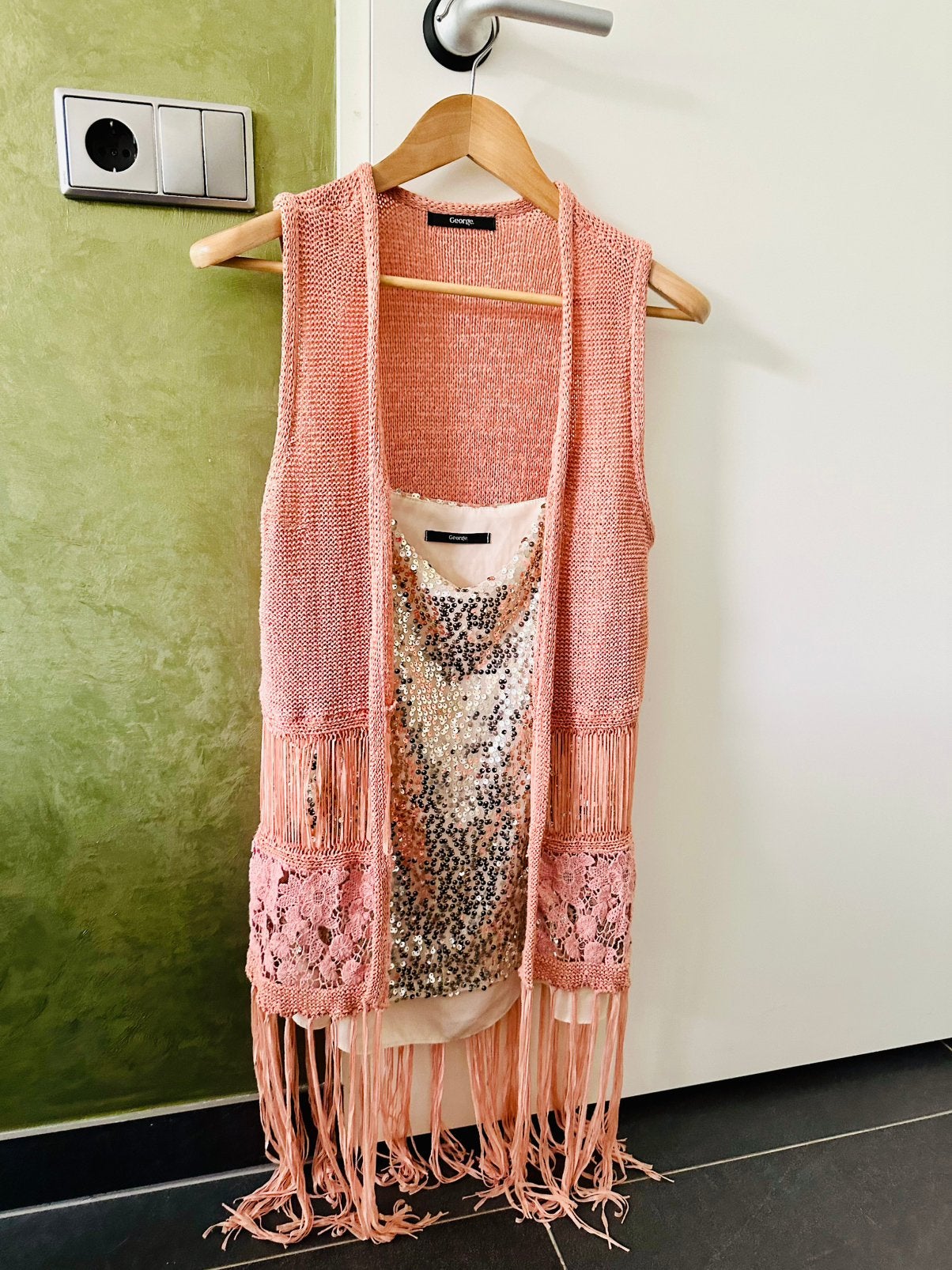 George. Ibiza set top crochet gehaakte gilet maat L XL, Overige typen, Meerkleurig, Maat 46/48 (XL) of groter, Ophalen of Verzenden