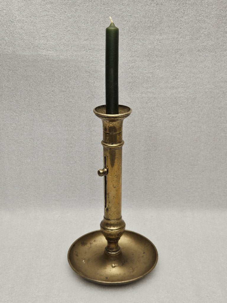 Grote vintage push up kandelaar ( blaker met schuif ), Antiek en Kunst, Ophalen of Verzenden, Koper of Brons