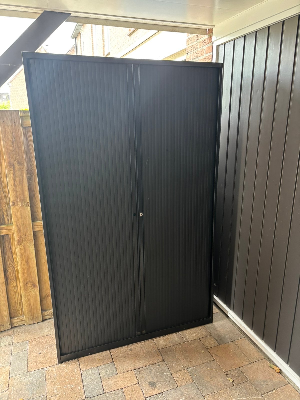 Metalen roldeurkast 195x120/4 planken/geen sleutel, Huis en Inrichting, Kasten | Roldeurkasten en Archiefkasten, Ophalen, 100 tot 150 cm