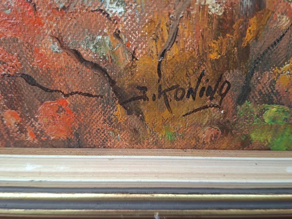 Schilderij J. Koning - Herfstlandschap met boerderij, Ophalen