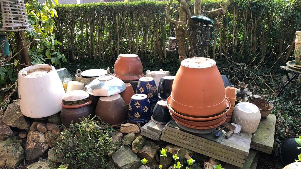 Verschillende bloempotten, Ophalen, Rond, Zo goed als nieuw, Aardewerk