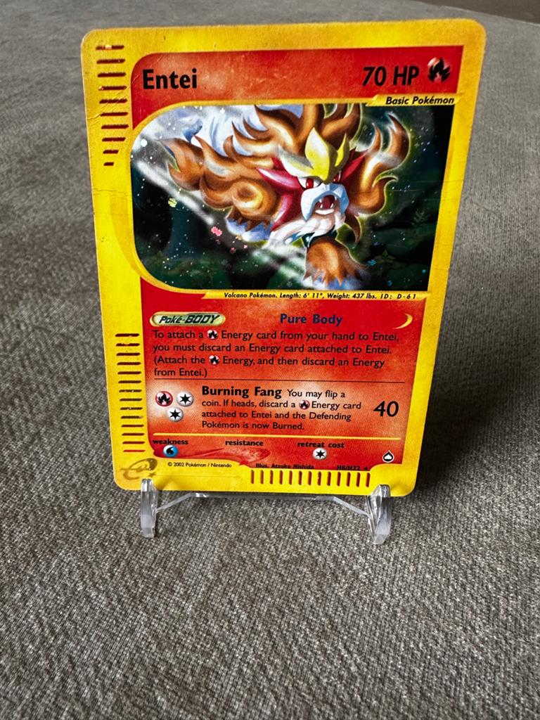 Entei (H8) Aquapolis Holo Pokémon Kaart, Ophalen of Verzenden, Gebruikt, Losse kaart, Foil