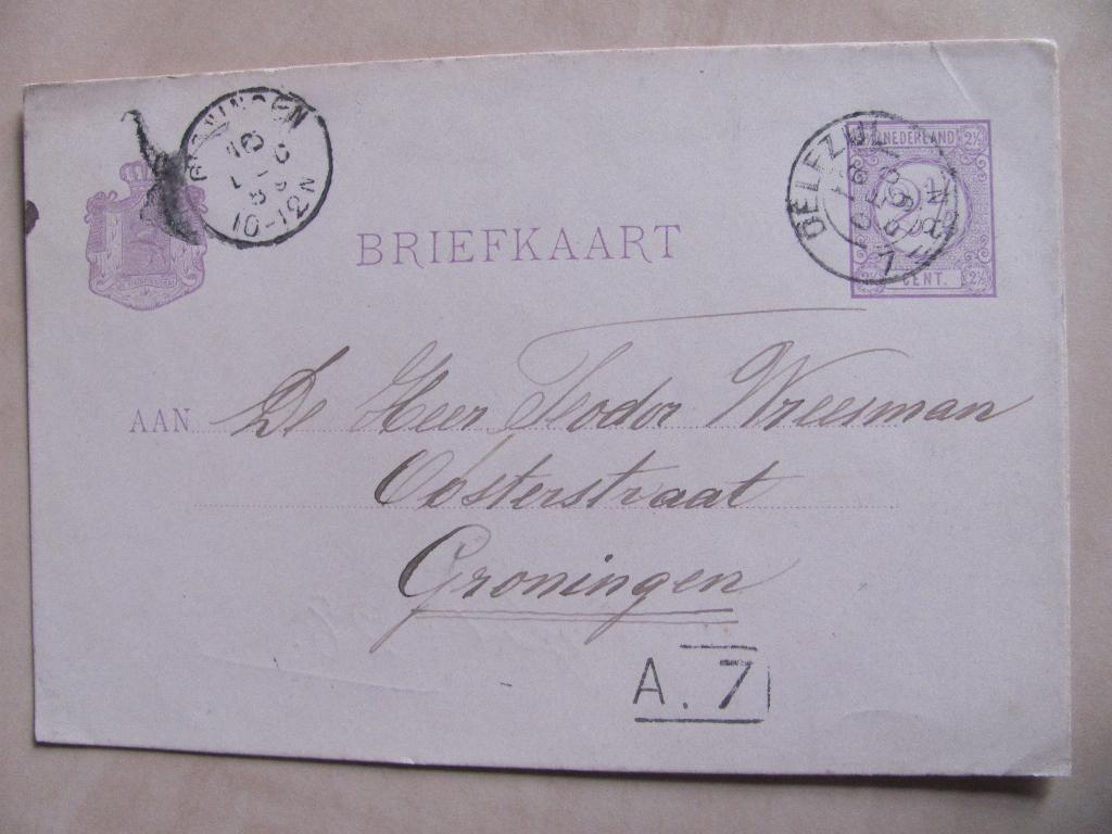 Delfzijn 1889 van: F.A.  Hoff, Ophalen of Verzenden, Briefkaart