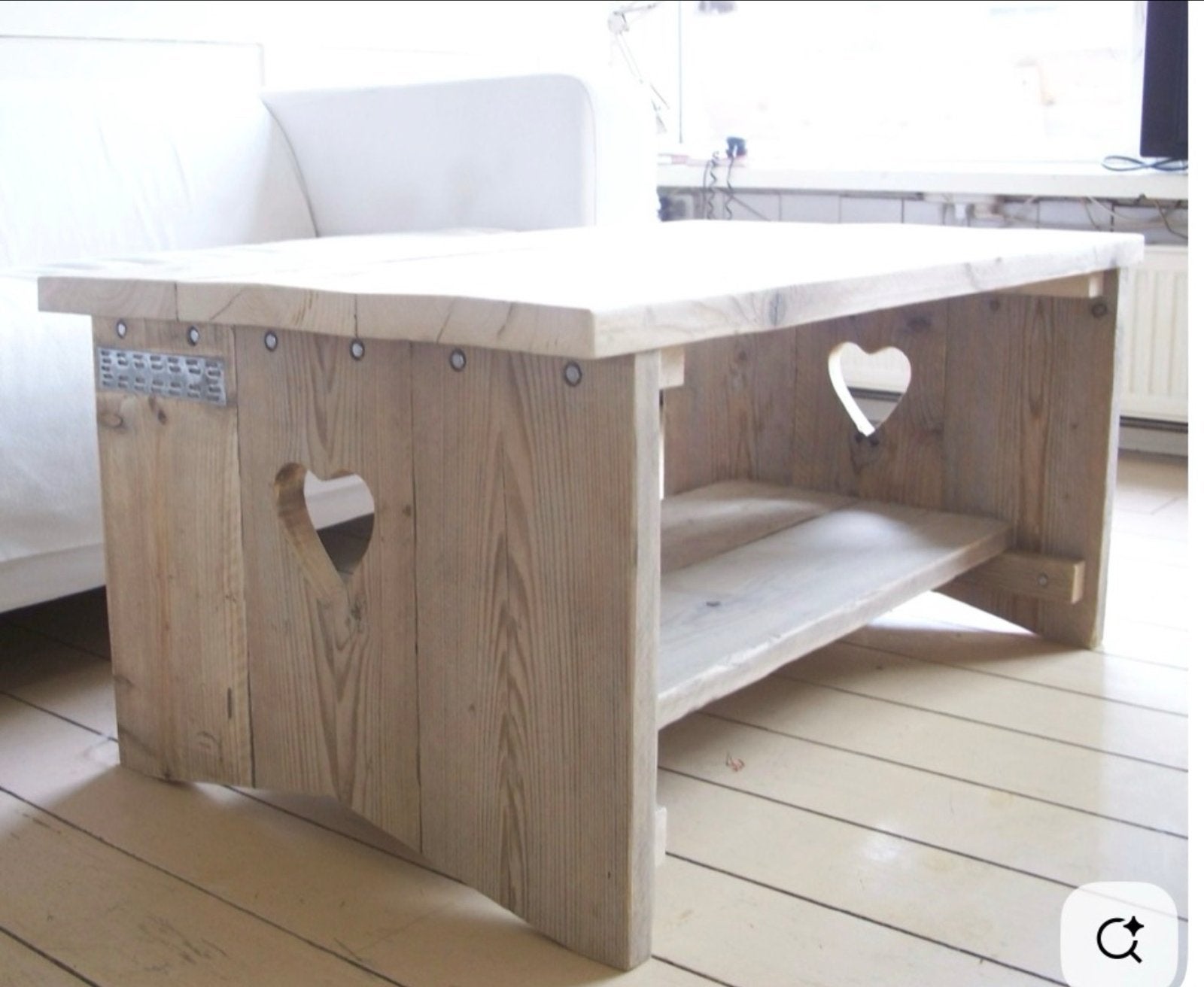 Steigerhouten bankjes en salontafel op maat gemaakt, Ophalen, Gebruikt, Rechthoekig, Landelijk / brocante