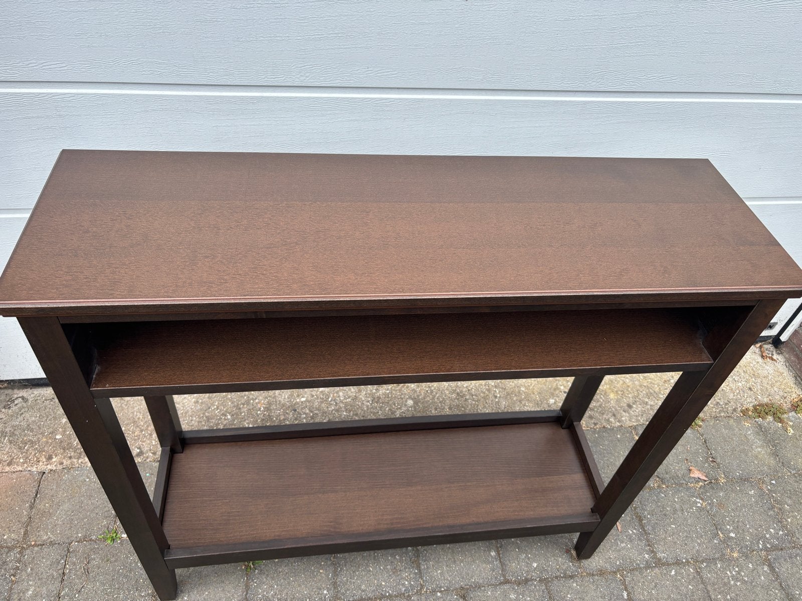Donkerbruine Console Tafel met Twee Planken, Huis en Inrichting, Tafels | Sidetables, Ophalen, Gebruikt, 100 tot 150 cm, Overige houtsoorten