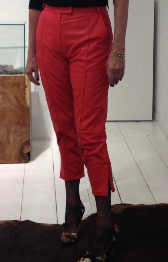 Rode leren broek, Ophalen of Verzenden, Zo goed als nieuw, Rood, Lang