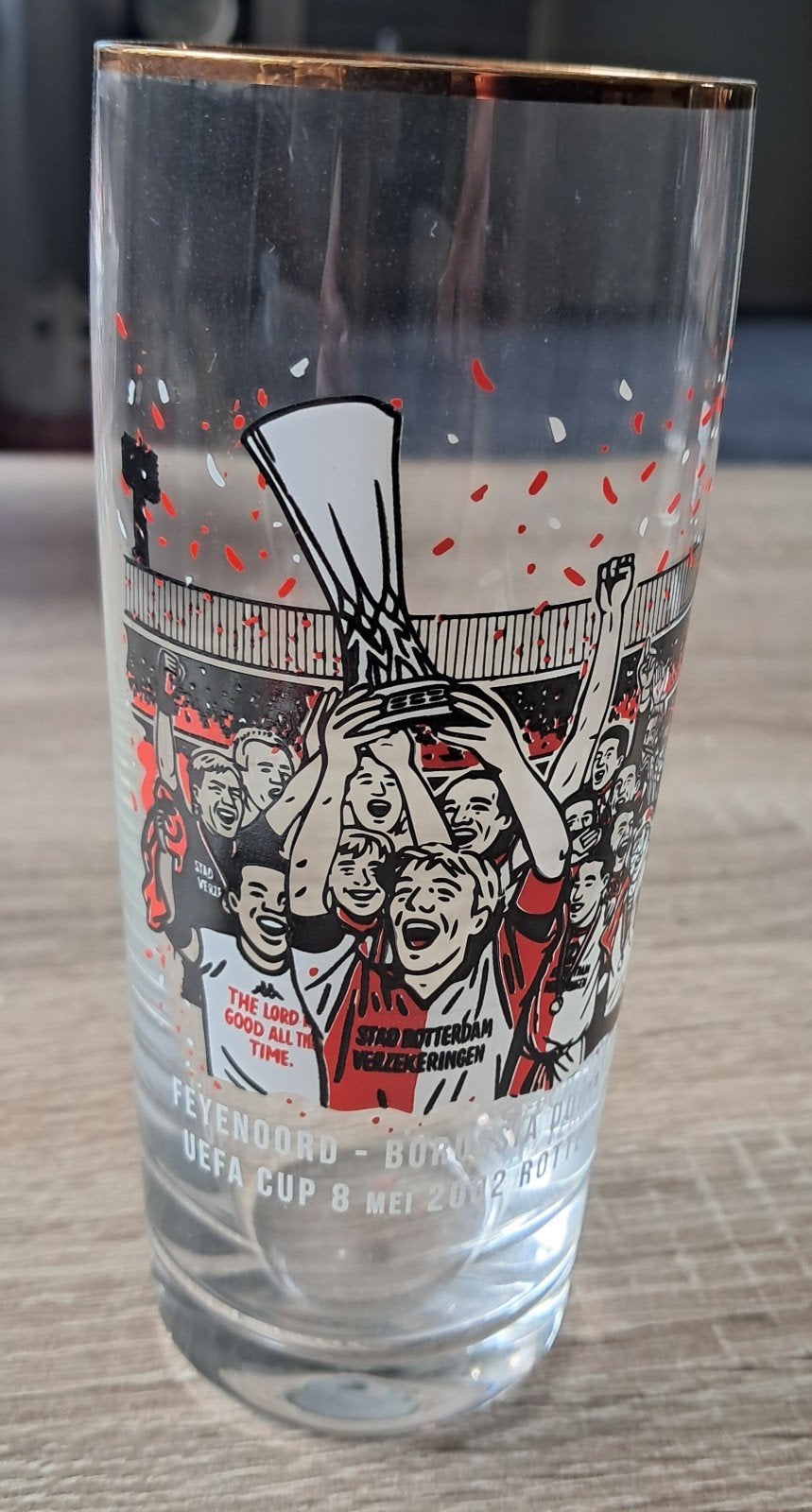 Uniek feyenoord glas europacup feyenoord-borrusia 2002, Verzenden, Zo goed als nieuw, Feyenoord, Overige typen