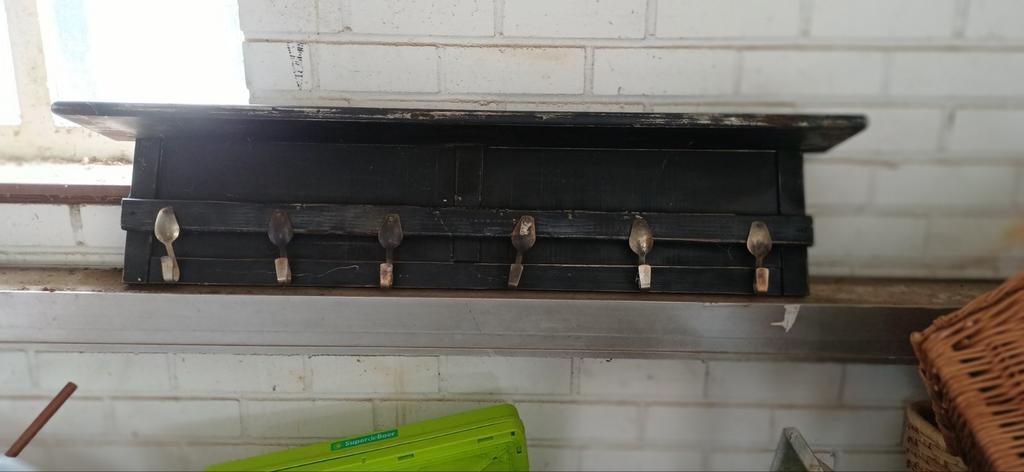 Houten kapstok met lepelhaken, Ophalen, Hout, Wandkapstok, Minder dan 100 cm