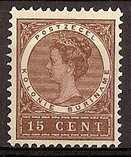 Suriname NVPH nr 50 ongebruikt Koningin Wilhelmina 1907, Ophalen of Verzenden, Postfris