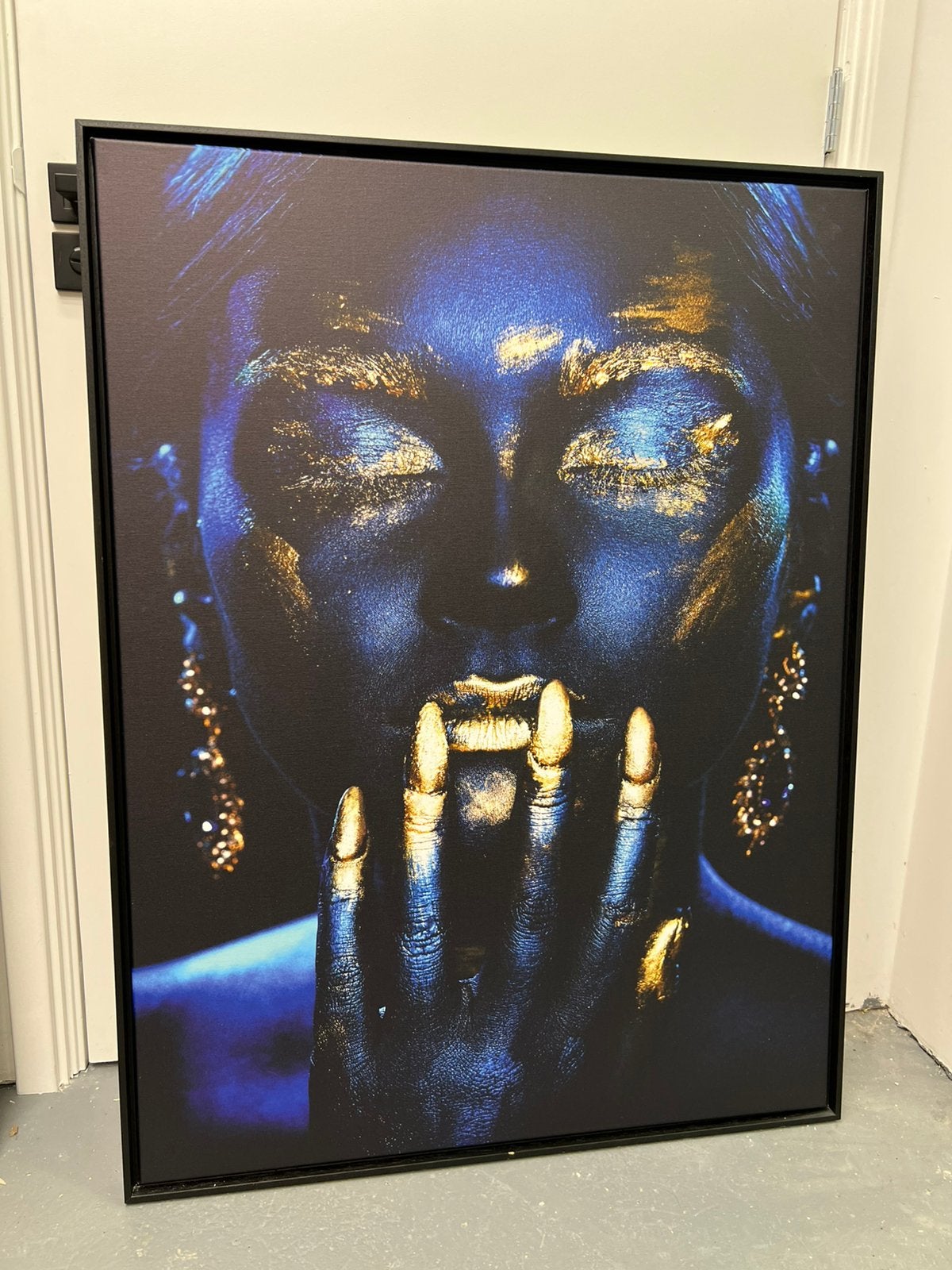Blue woman 103 x75 cm schilderij kunst, Ophalen of Verzenden, Op houten frame