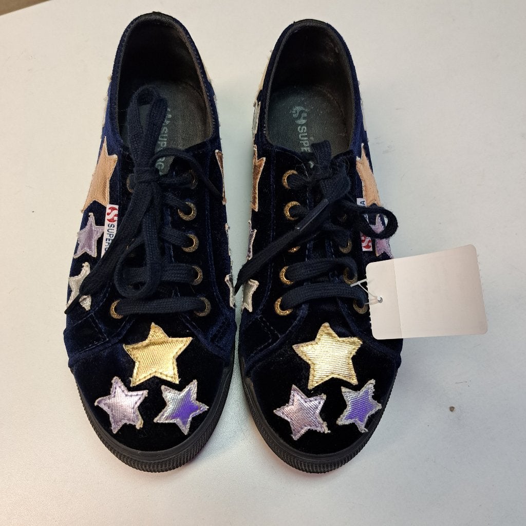 Superga plateau blauw velvet sneakers met sterren 38 47849, Blauw, ., Ophalen of Verzenden, Superga