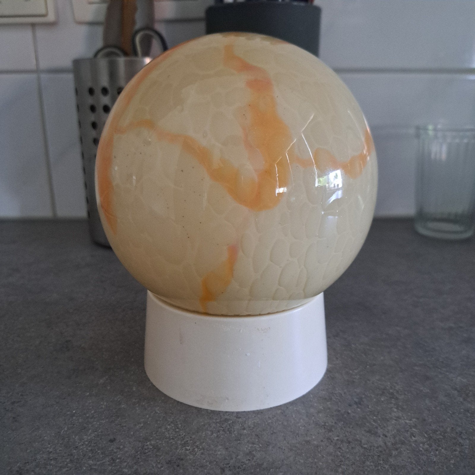 Puntgave vintage art-deco thabur marmerlook plafonniere 60's, Ophalen of Verzenden