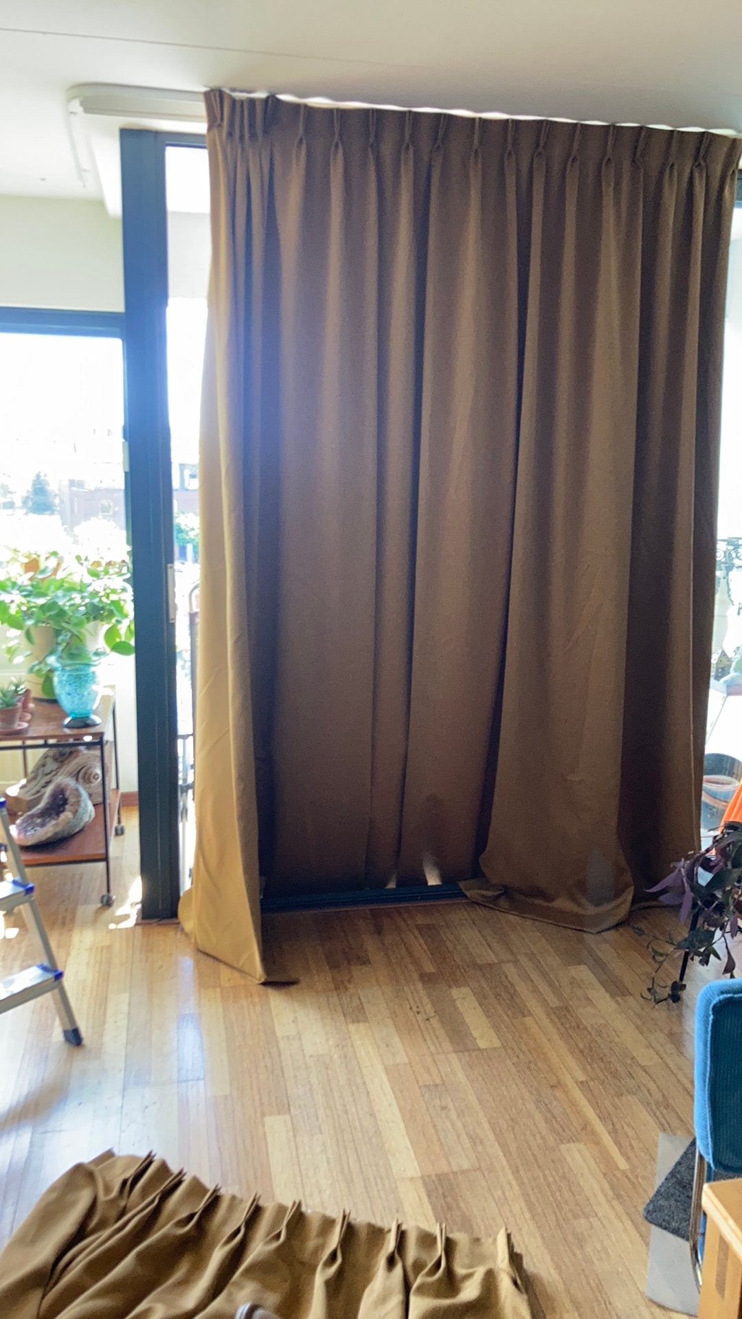 Cognac kleurige overgordijnen, Huis en Inrichting, Overige materialen, 180 cm, Ophalen of Verzenden, Zo goed als nieuw