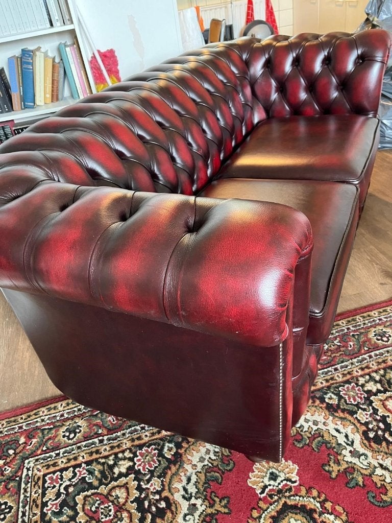 Chesterfield Rossendale fauteuil en 2,5 zits kleur JMT Rosso, Huis en Inrichting, Fauteuils, Zo goed als nieuw, Ophalen, Klassiek3