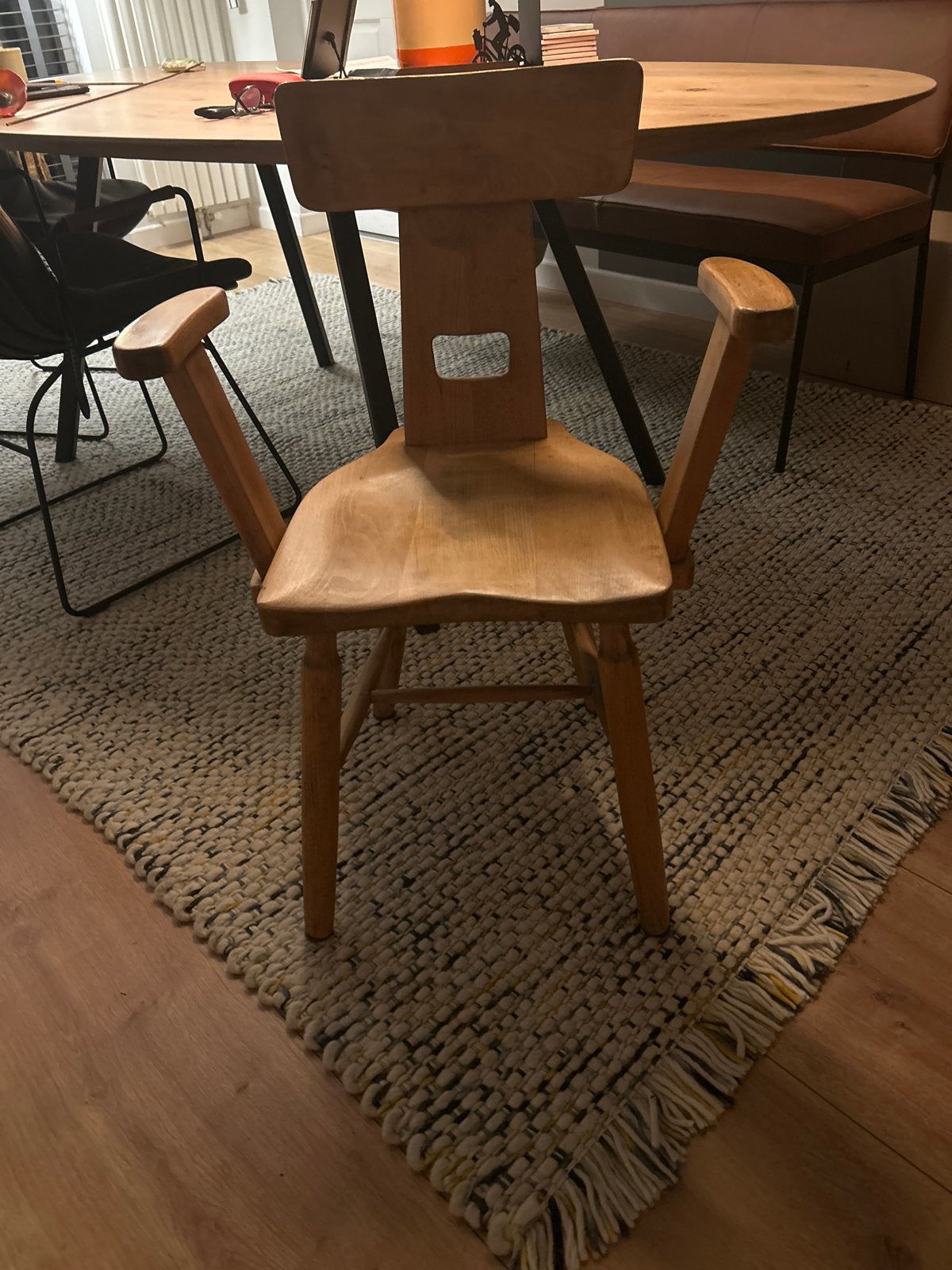 Vintage houten stoel met armleuningen, Antiek en Kunst, Ophalen