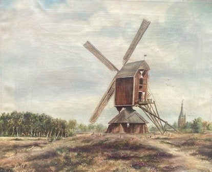 Schilderij Molen Leende, Antiek en Kunst, Kunst | Schilderijen | Klassiek, Ophalen of Verzenden