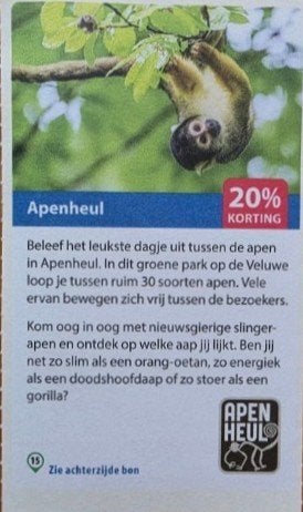 Apenheul 20% kortingscode, Drie personen of meer, Kortingskaart