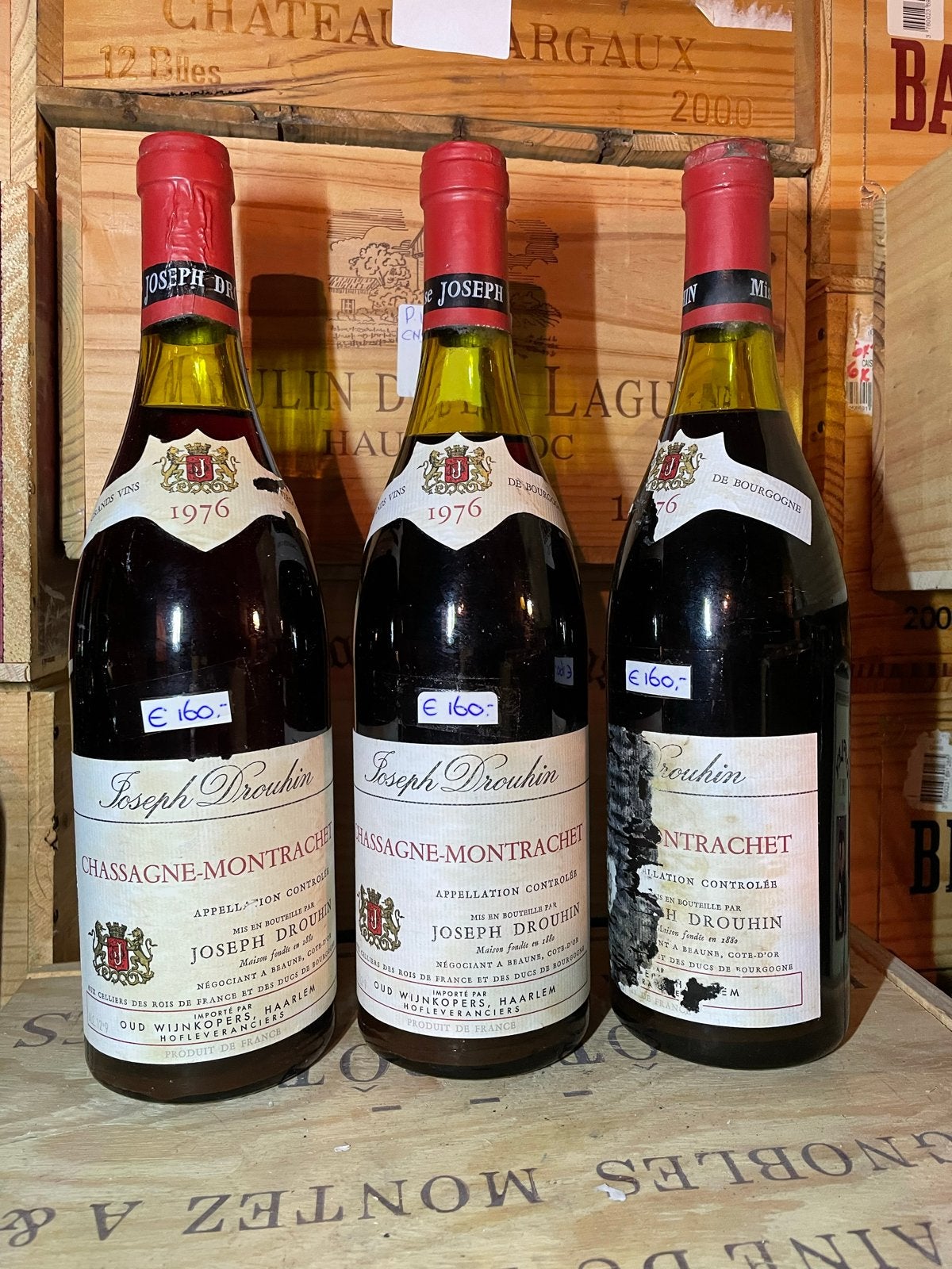 1x Joseph Drouhin Chassagne-Montrachet 1976 - Rode Wijn, Gebruikt, Frankrijk, Ophalen of Verzenden, Rode wijn