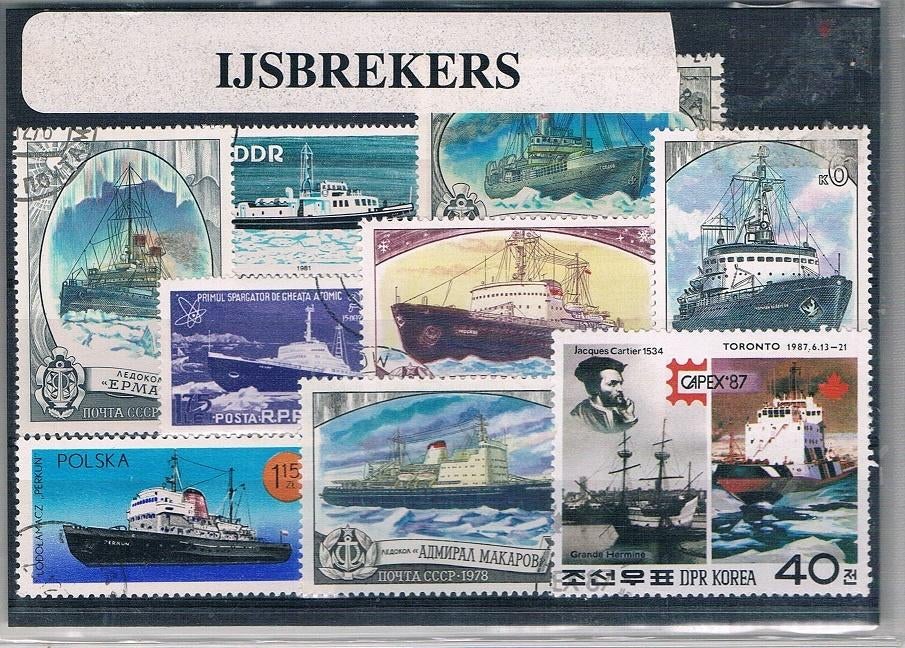 mapje met 9 postzegels IJsbrekers, Ophalen, Postfris