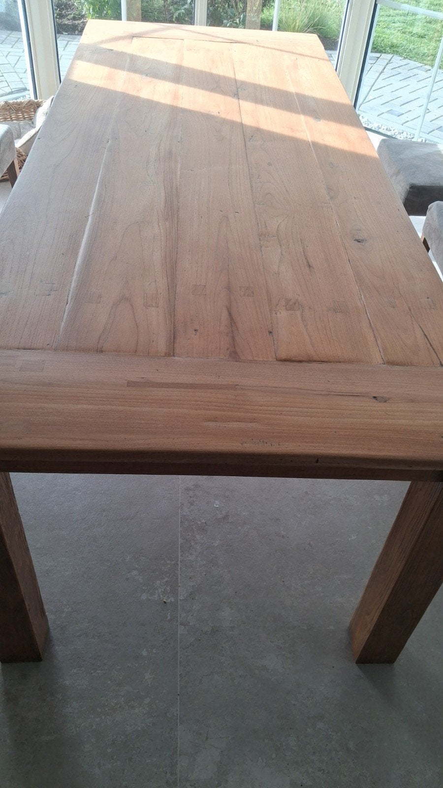 teak houten eettafel, Ophalen, Gebruikt, Teakhout, 200 cm of meer