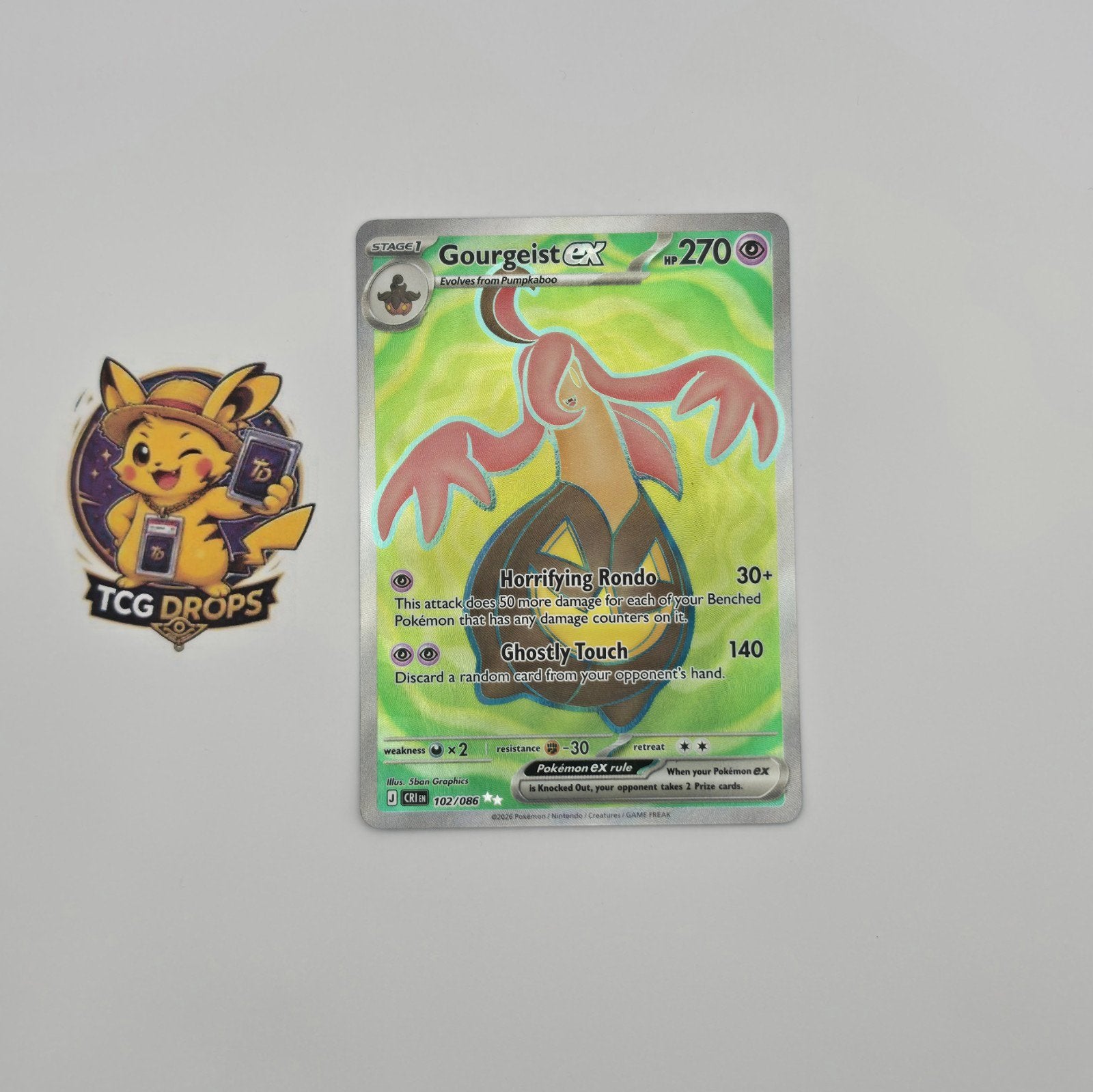Gourgeist EX  102/086 Chaos Rising, Hobby en Vrije tijd, Ophalen of Verzenden, Zo goed als nieuw, Losse kaart, Foil