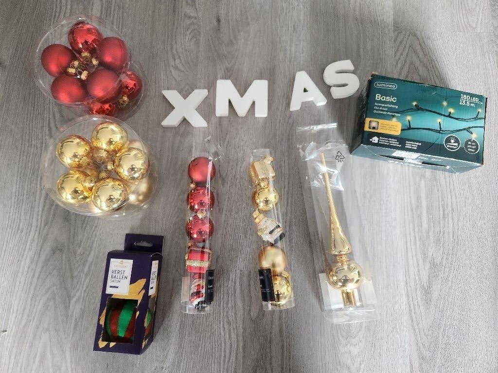 Kerstdecoratie pakket–verlichting, kerstballen en decoraties, Ophalen of Verzenden, Zo goed als nieuw