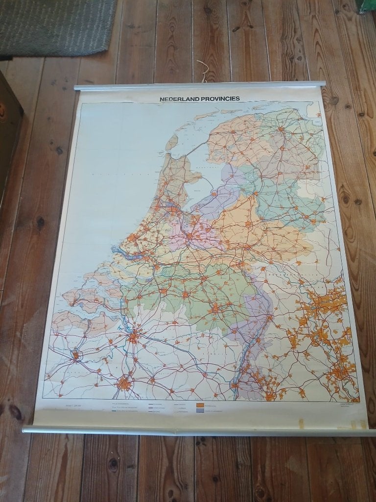 Schoolkaart Nederland Provincies - Wolters-Noordhoff, Gelezen, Ophalen of Verzenden, Landkaart, 1800 tot 2000